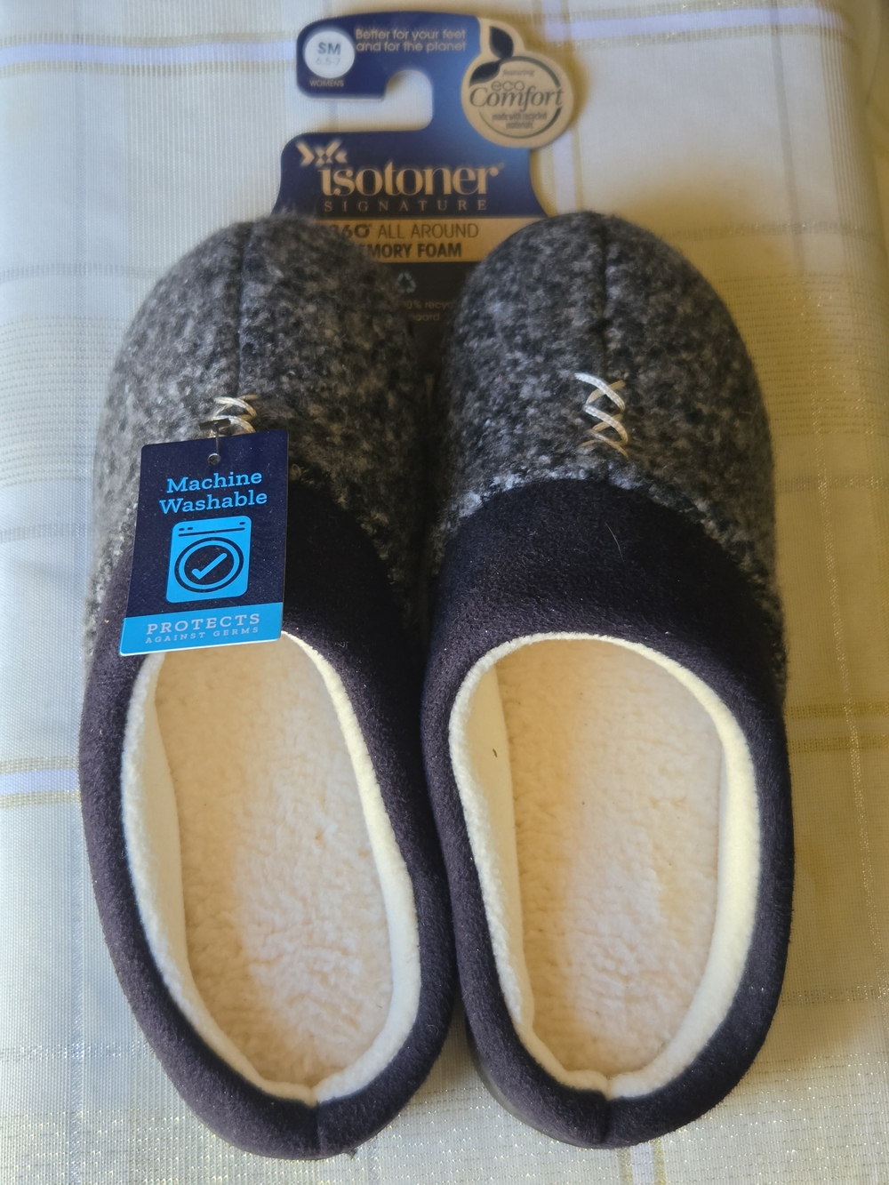 Isotoner Women's Gray Felt Slip-On Memory Foam Slippers